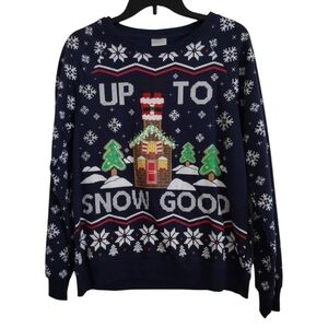 Freeze NWT Christmas sweatshirt navy multicolor snowflake print size M